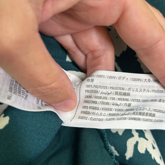 Abercrombie & Fitch - Cinched Dark Green And White Floral Long Sleeve Blouse Med - Picture 10 of 12